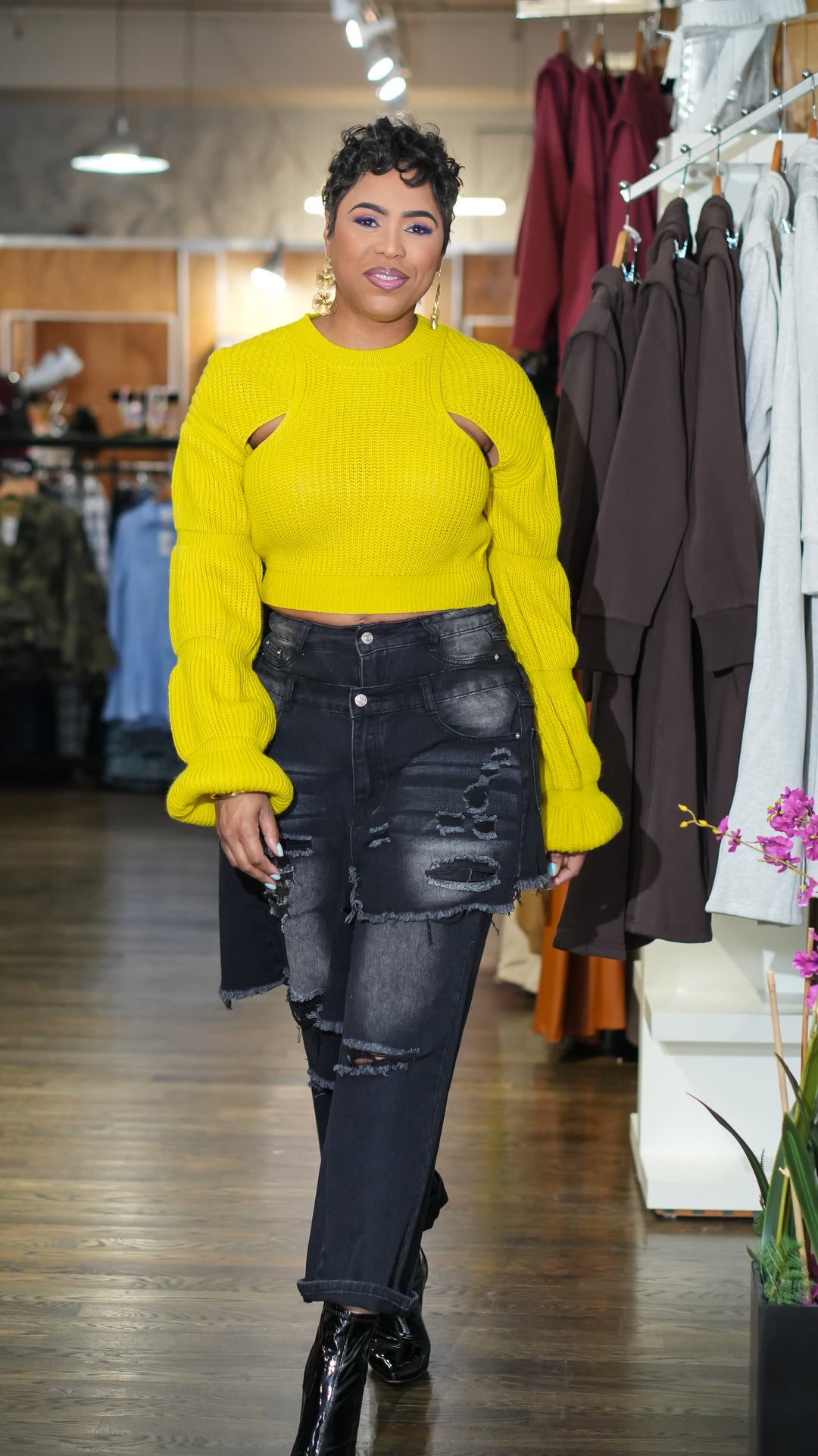 Double Layered Distressed Denim Jeans