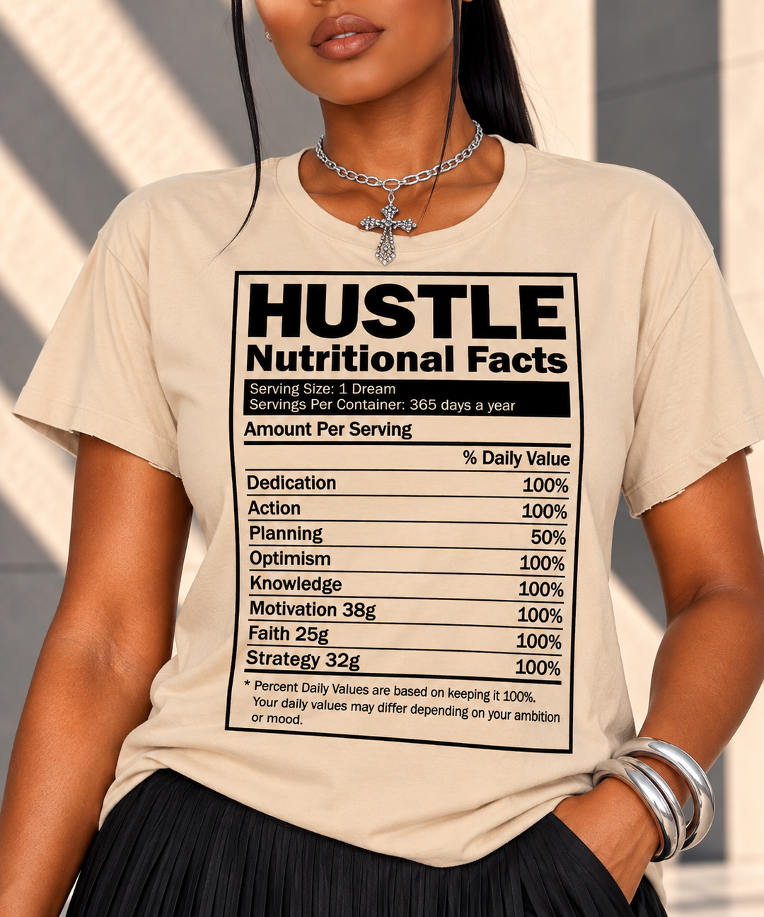 The Hustle Woman Ingredients T-shirt (Tan)
