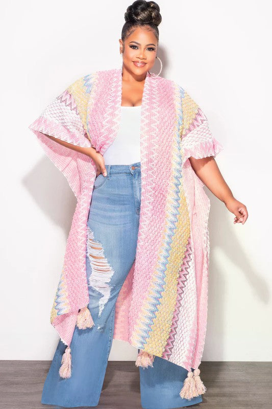 Jalia Pom Pom Multi Duster Pink mix One size