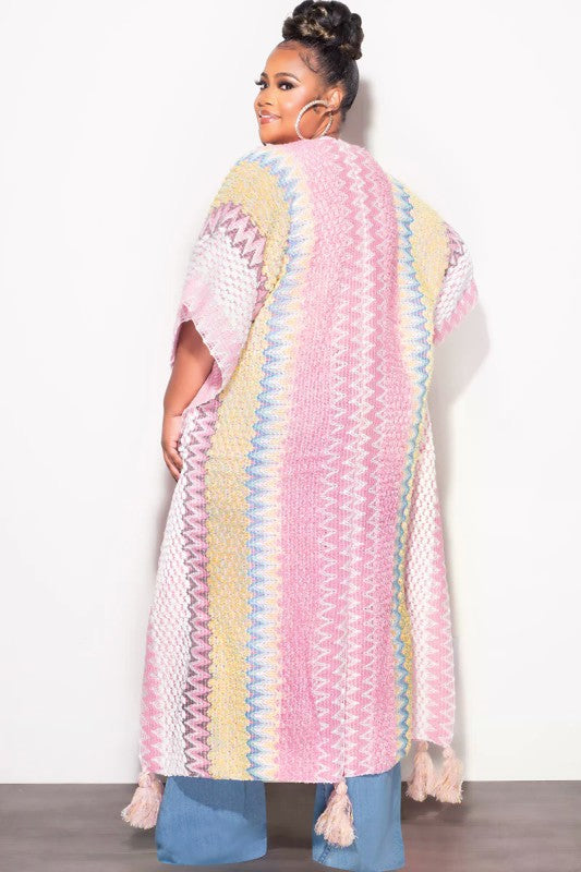 Jalia Pom Pom Multi Duster Pink mix One size