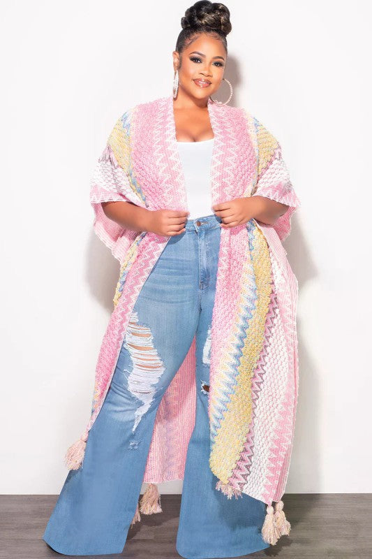 Jalia Pom Pom Multi Duster Pink mix One size