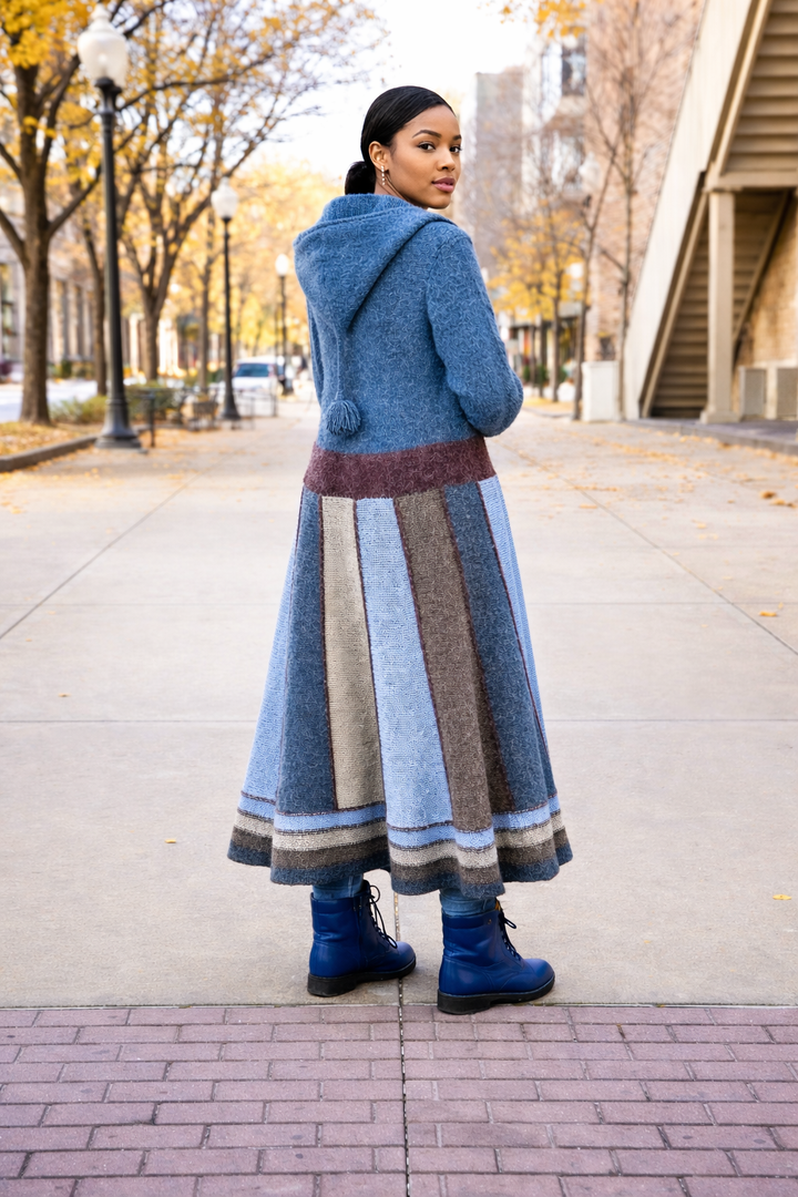 Harlequin Patchwork Cardigan Sweater (Blue)