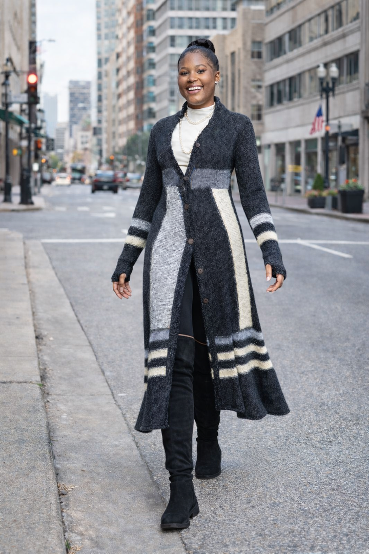 Harlequin Patchwork Cardigan Sweater (Black)