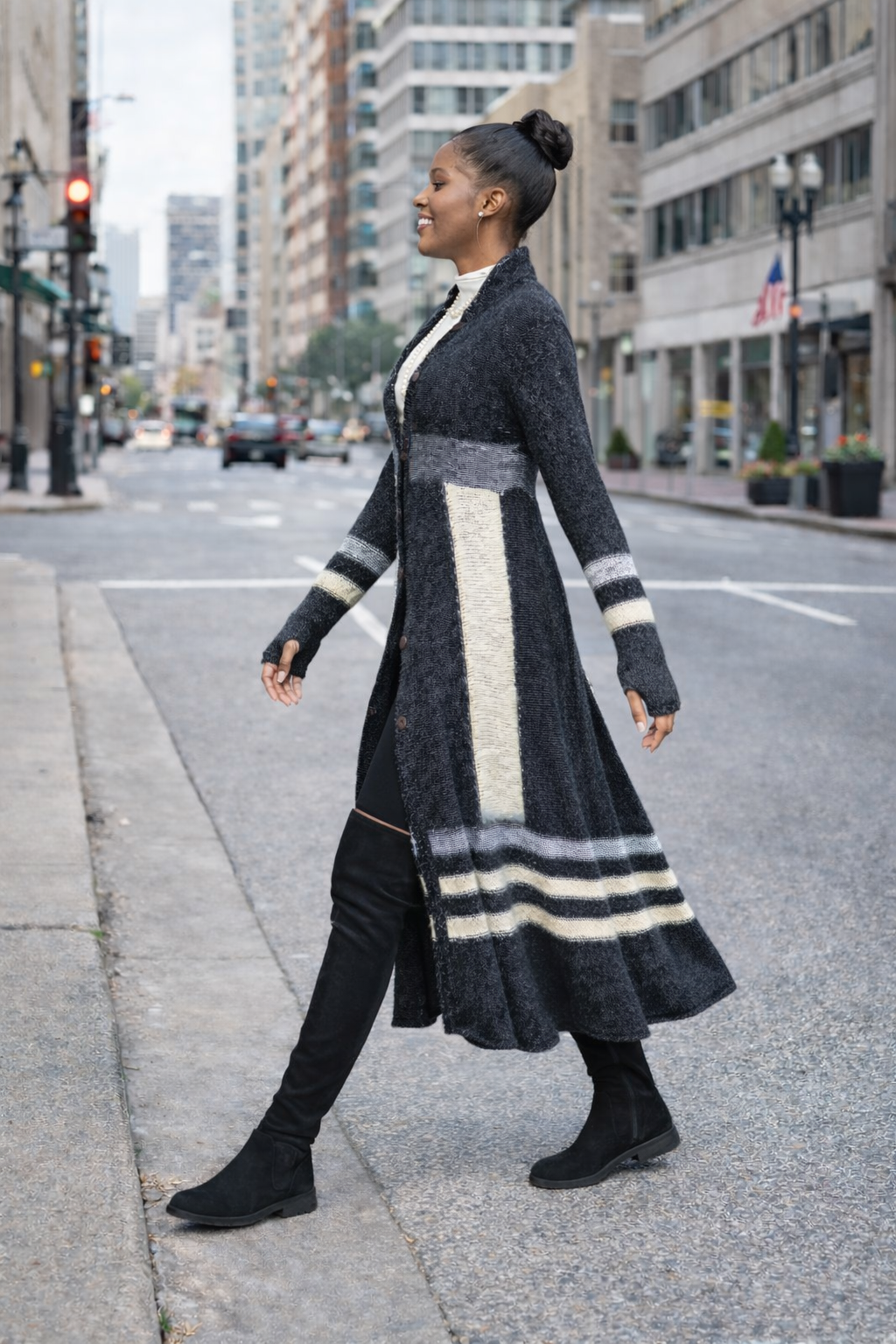 Harlequin Patchwork Cardigan Sweater (Black)