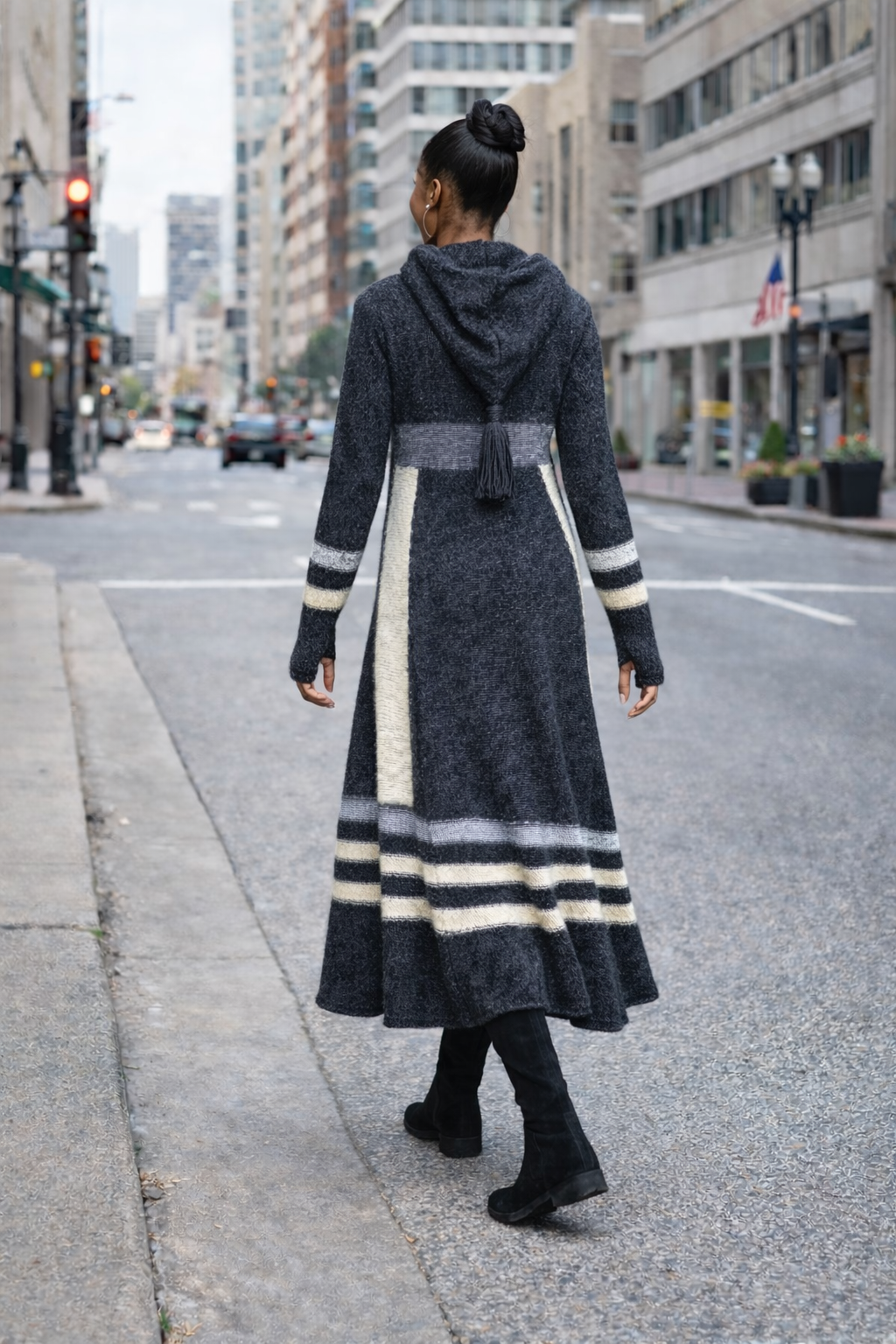 Harlequin Patchwork Cardigan Sweater (Black)