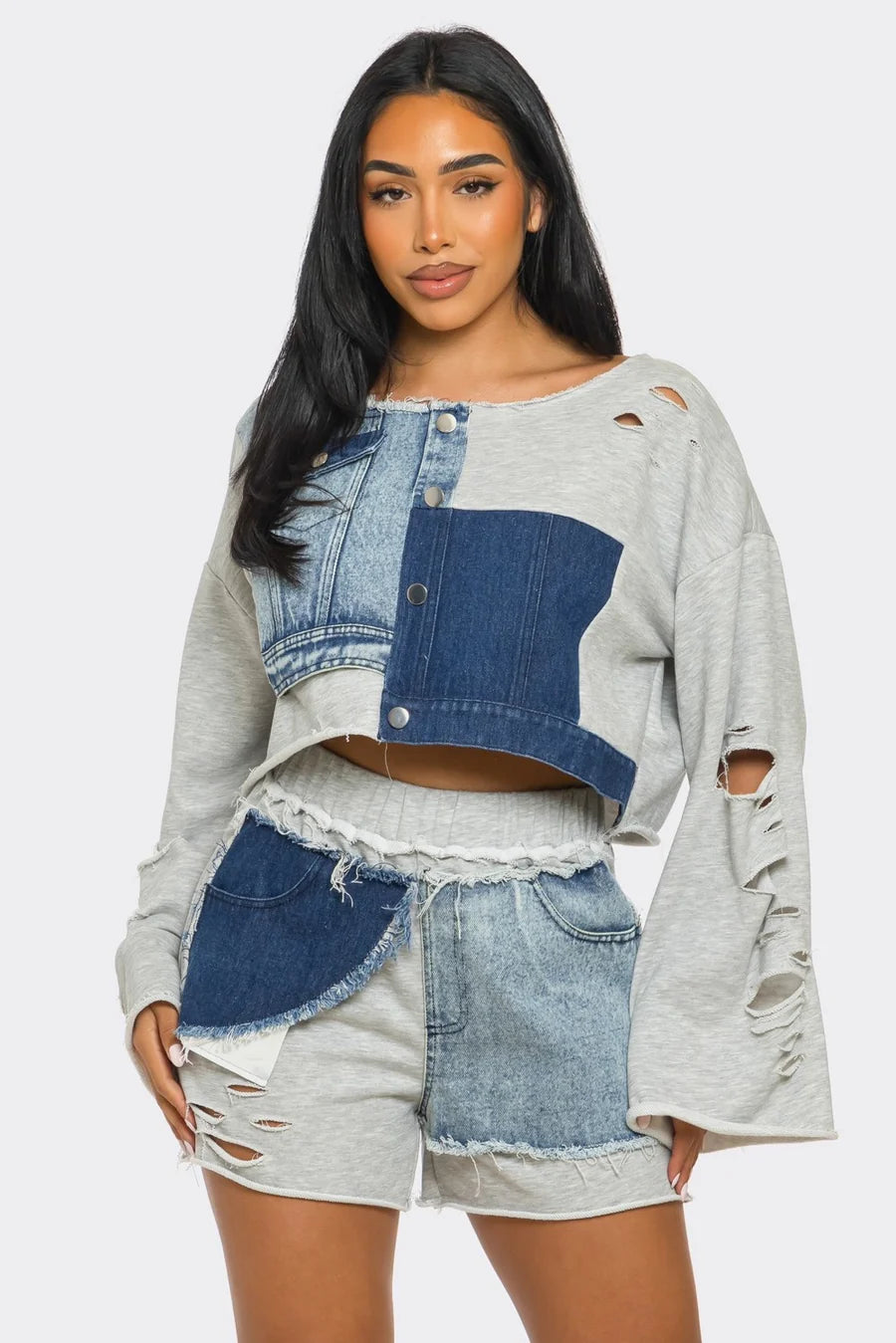 Patched it all together 2pc Shorts Set -Restocking 6/18/24
