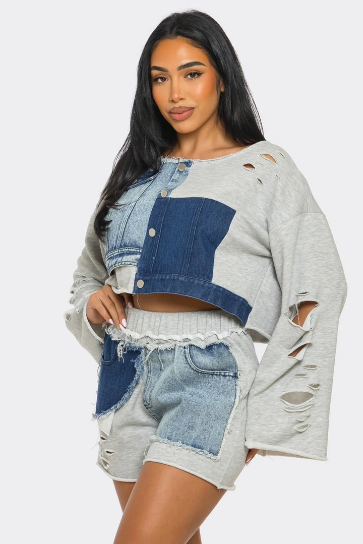 Patched it all together 2pc Shorts Set -Restocking 6/18/24