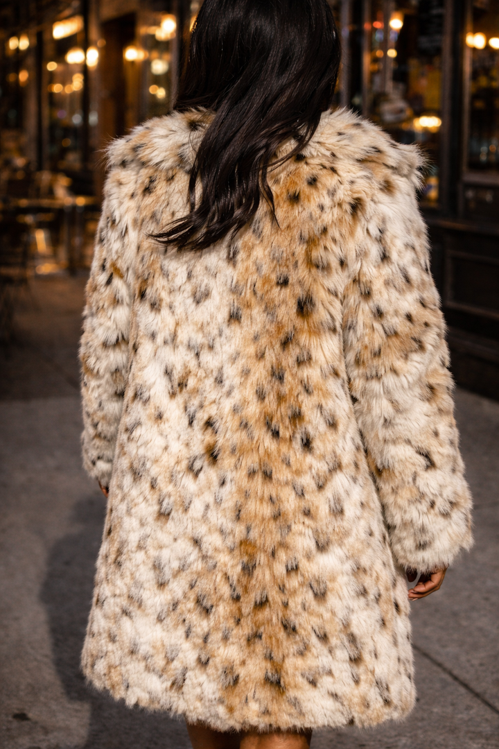 Snow Leopard Faux Fur Coat