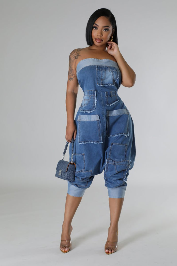 Jagged Edge Harem Denim Jumpsuit -RESTOCKED