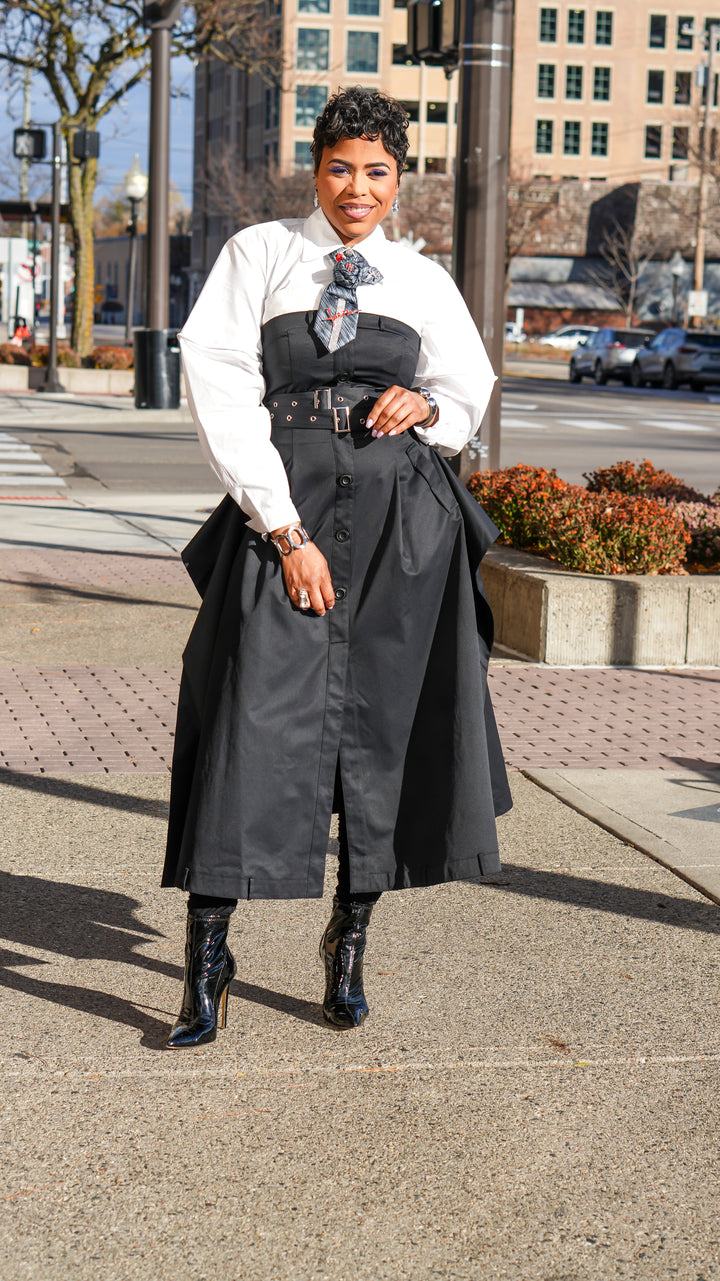 Make it Classic Black/White Trench Maxi Dress ( Also avail in Plus Size)