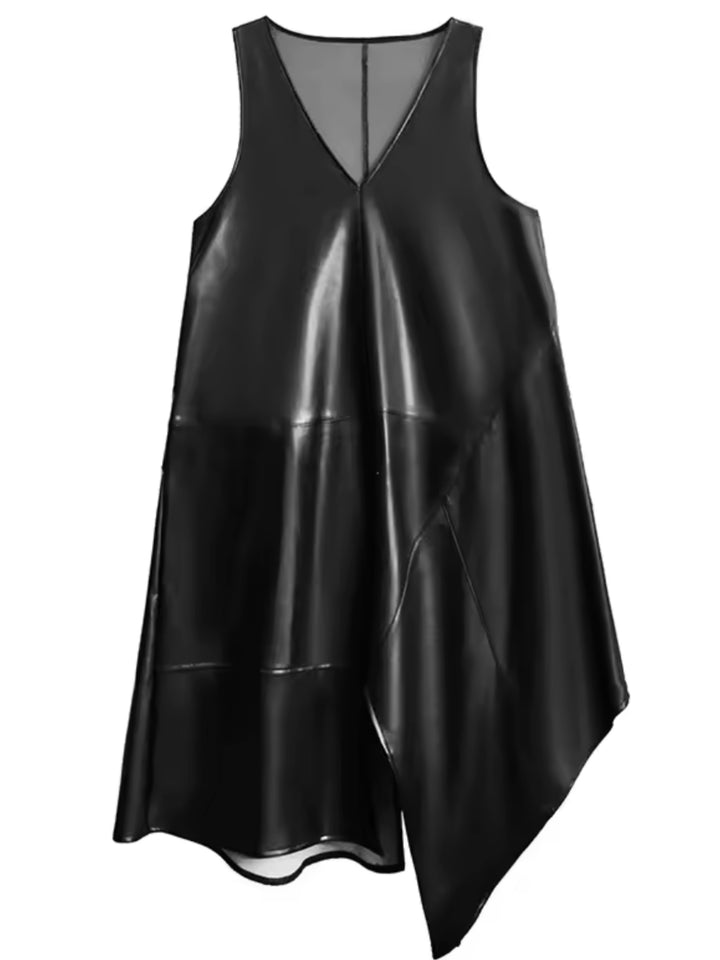 Noir  Muse Asymmetrical Faux Leather Dress