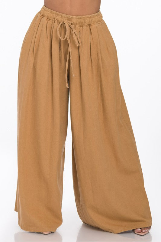 All Wide Leg Elastic Jean (Camel)