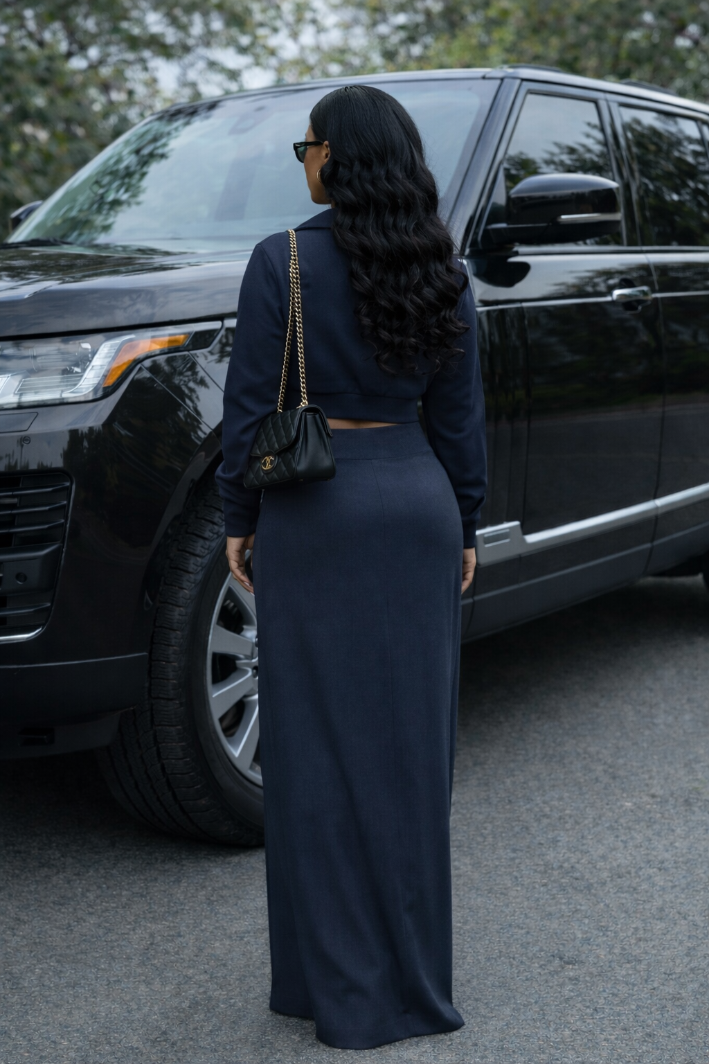 Slate Muse Cropped Jacket & Maxi Skirt Set