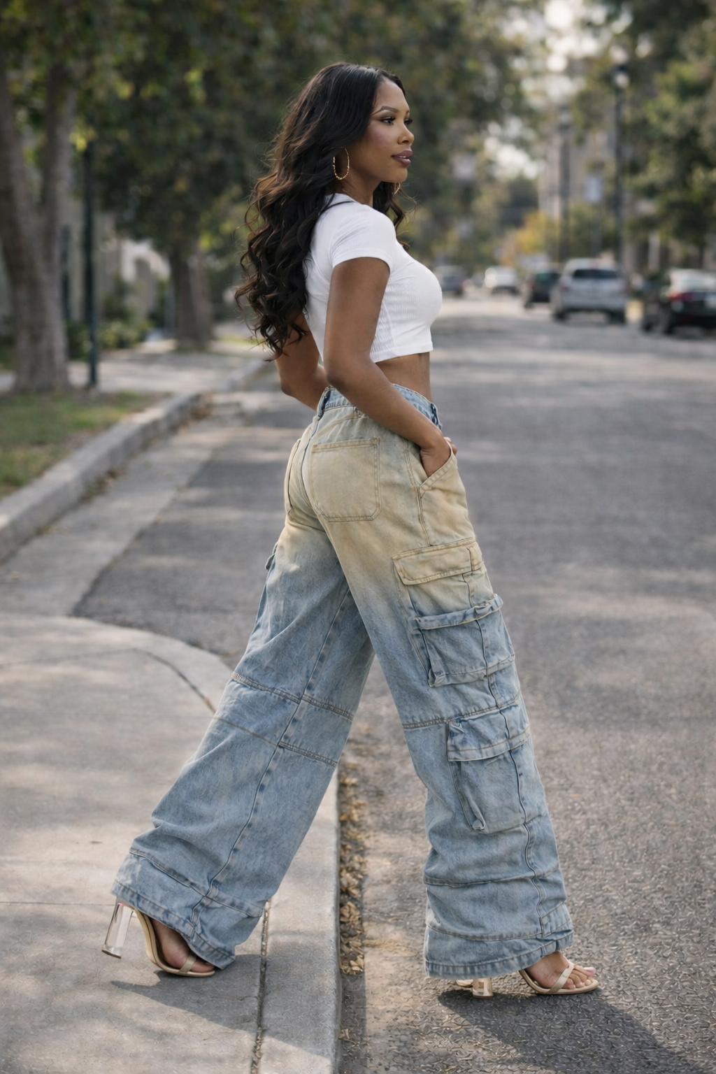 Utility Luxe Two Tone Cargo  Jeans