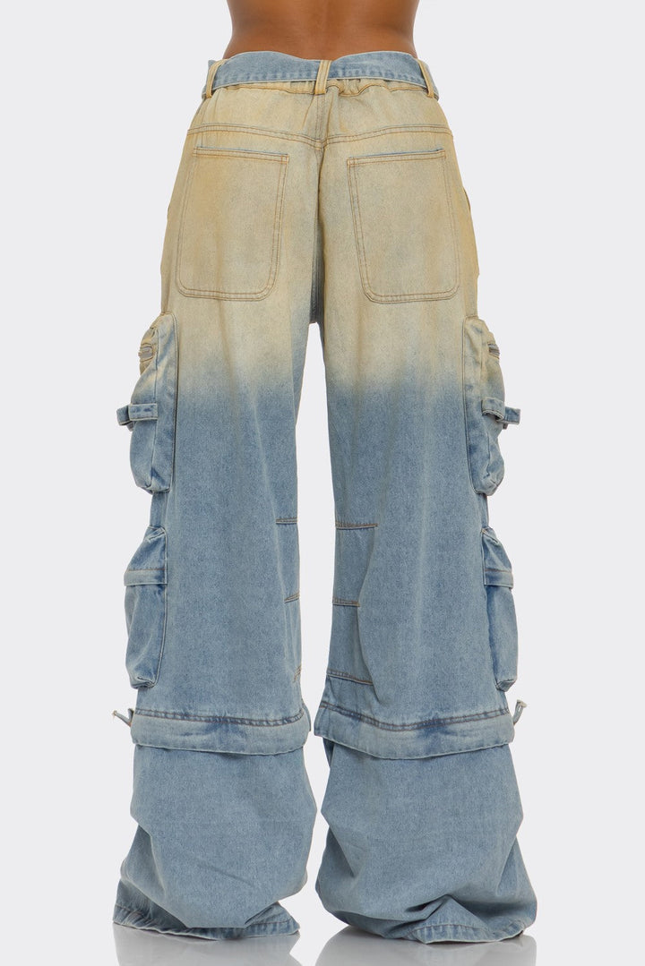 Utility Luxe Two Tone Cargo  Jeans