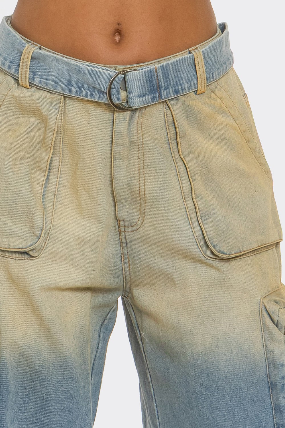 Utility Luxe Two Tone Cargo  Jeans