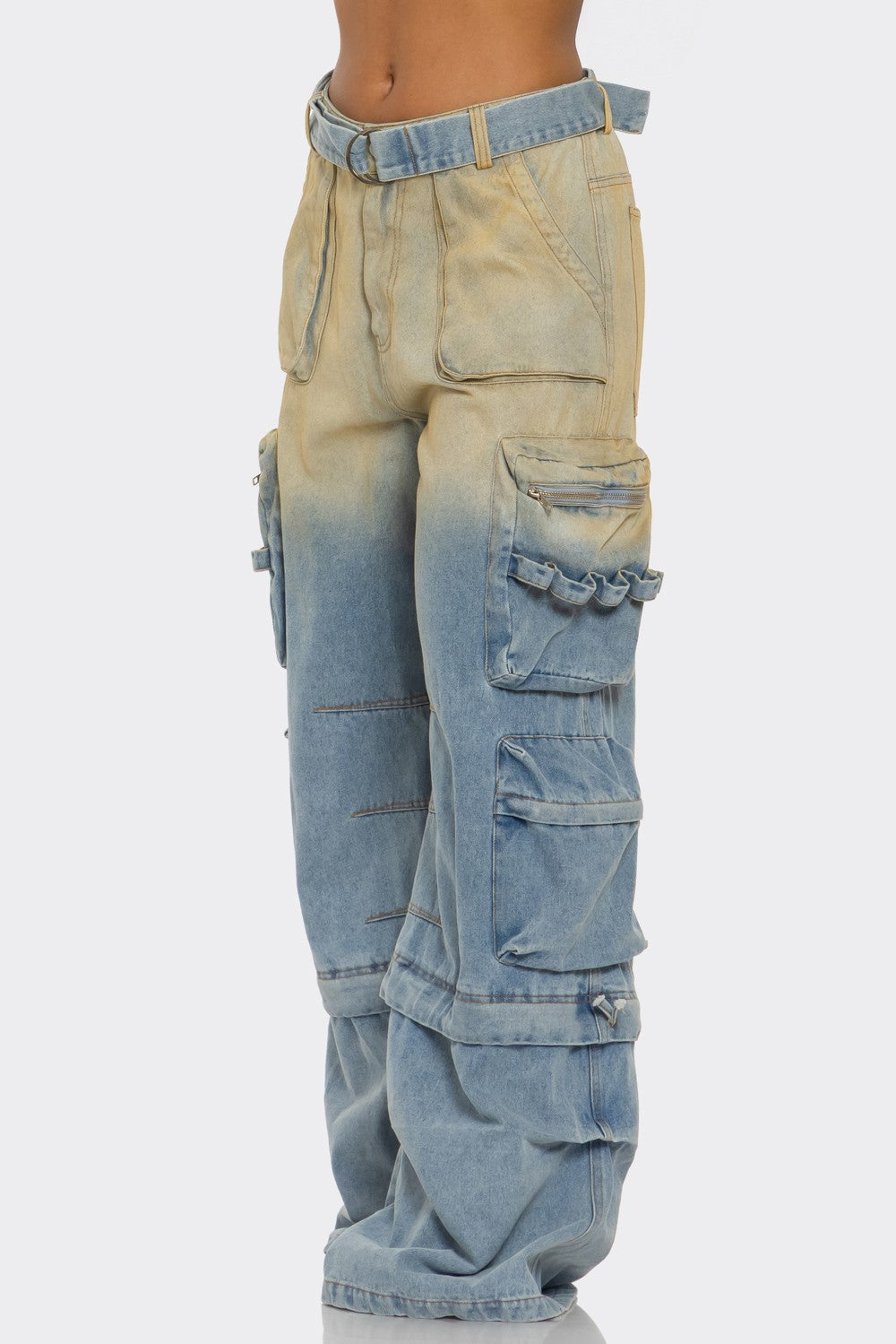 Utility Luxe Two Tone Cargo  Jeans
