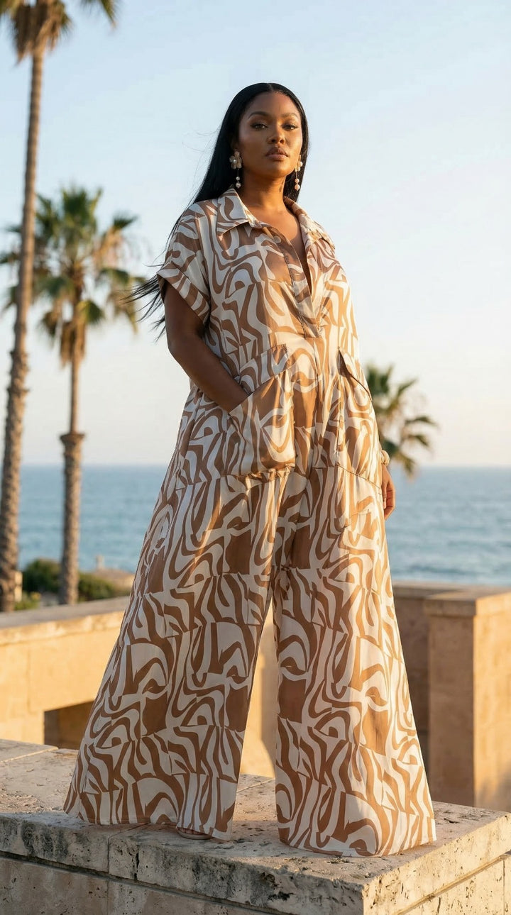 Coastal Muse Wide Leg Printed Jumpsuit