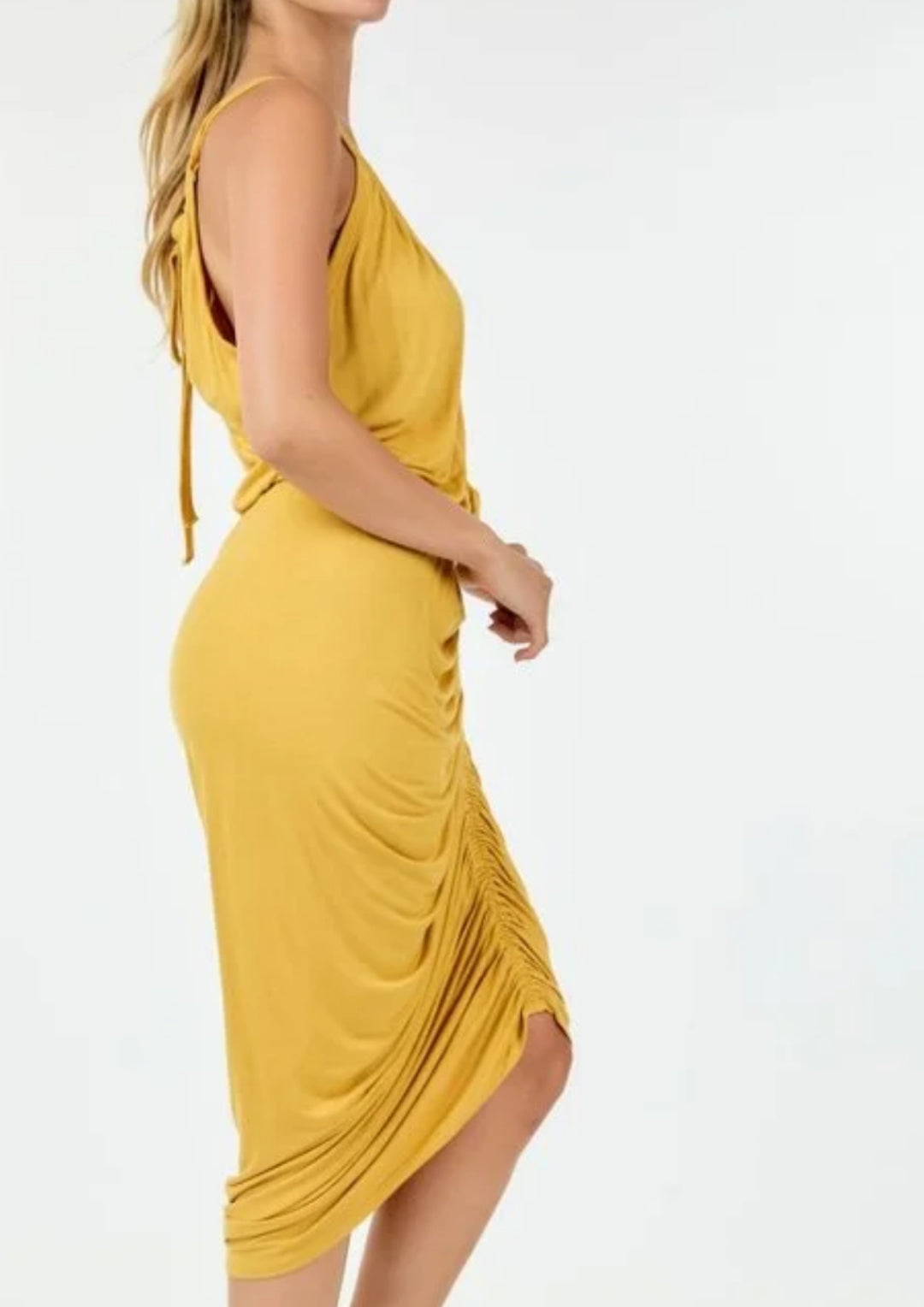 Dainty Scrunch Fitted dress - (Also avail in Mustard & Grey)