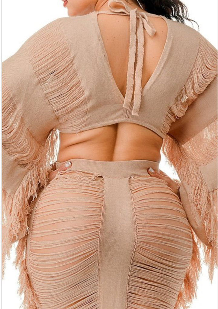 In stride Shirred cover up set (Beige)