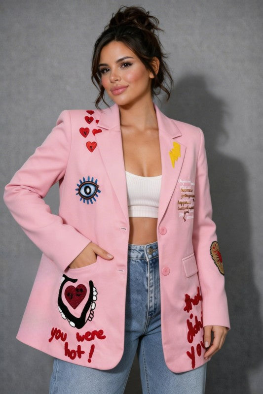 Express Yourself Lapel Blazer (Pink)