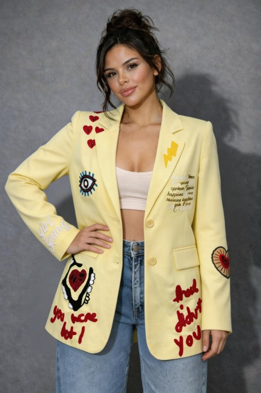Express Yourself Lapel Blazer (Yellow)