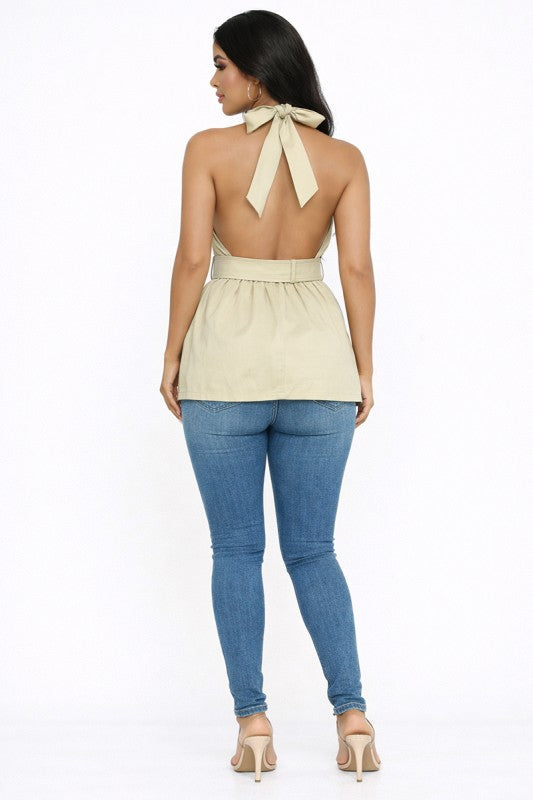 Half Suited Halter Cargo Vest
