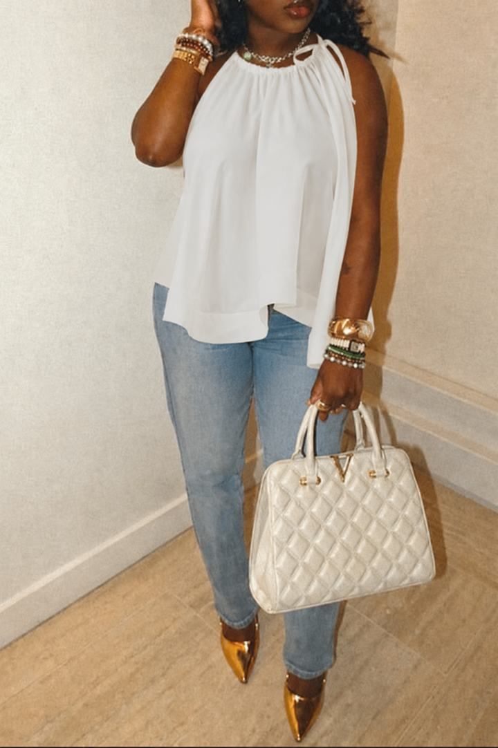 Halter Aline Flare Top - WHITE