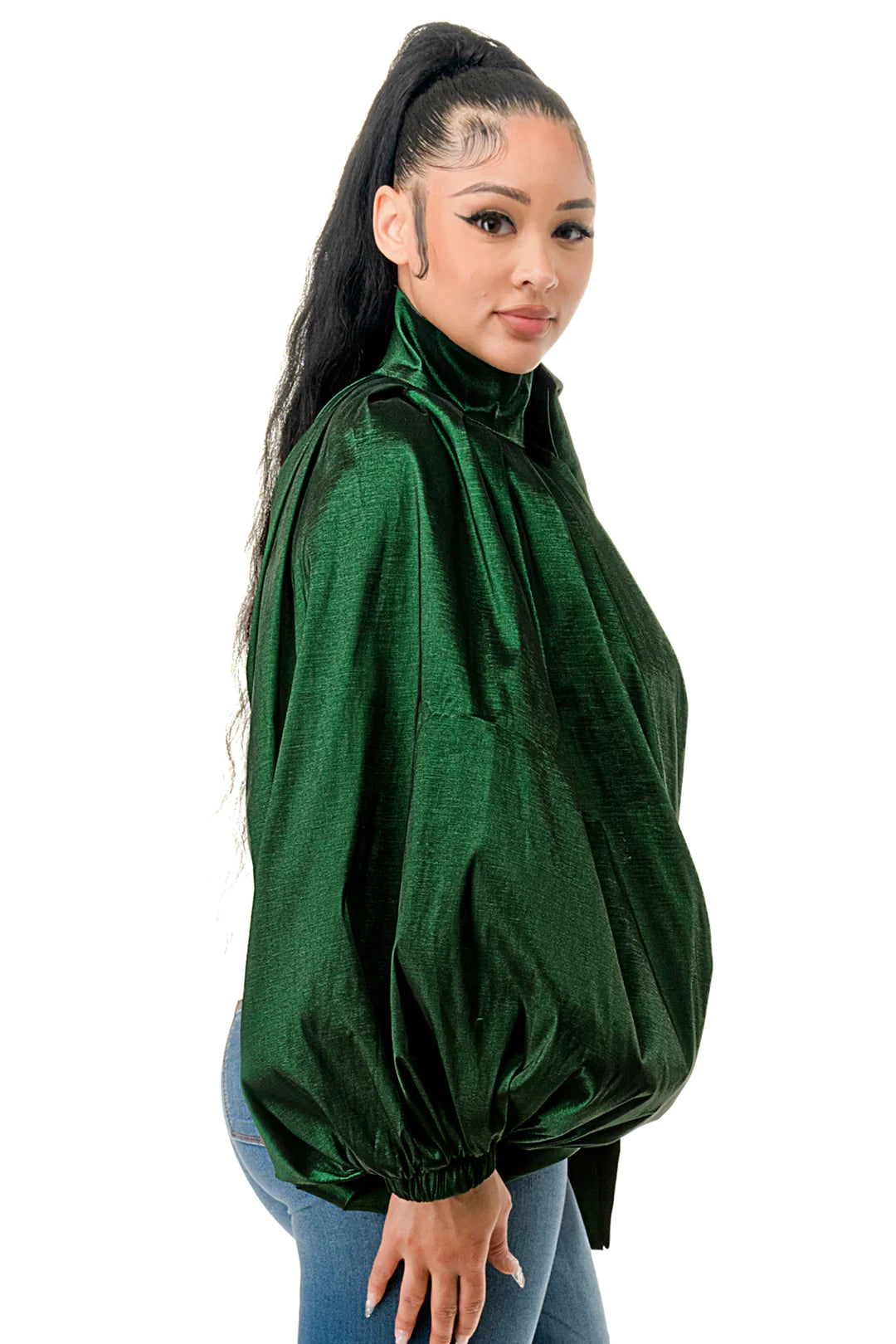 Hanna One sided Tie Top  (Emerald)
