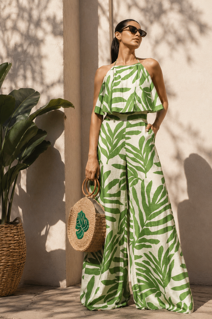 Palm Paradise Palazzo Pants Set