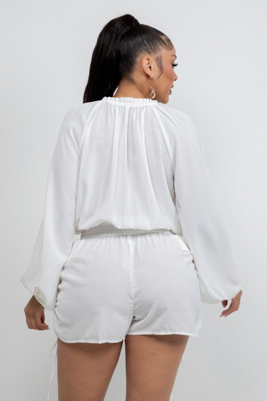 Summer Fun Gather Up Romper (White)