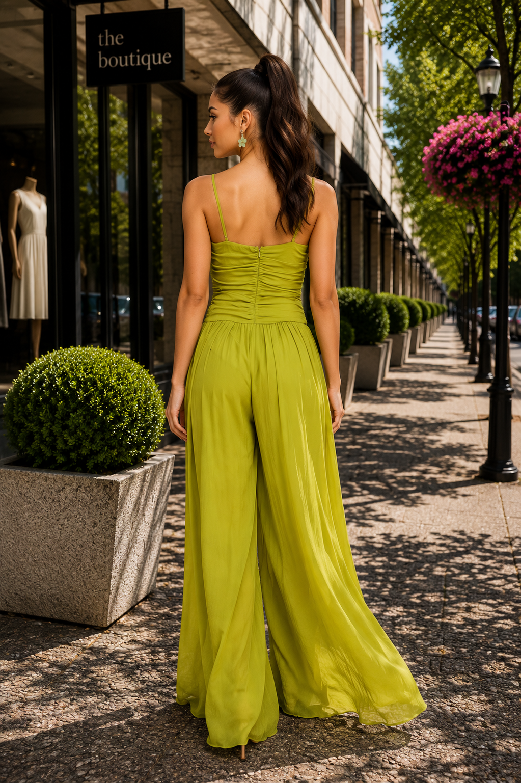 Chiffon Spaghetti Strap Wide Leg Jumpsuit