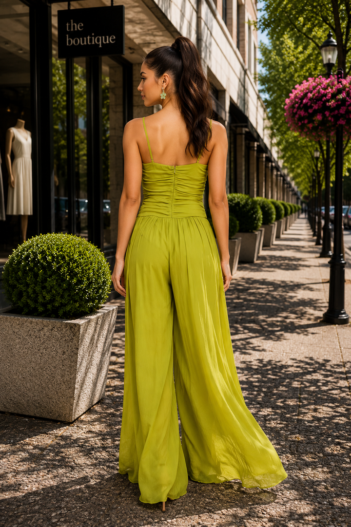 Chiffon Spaghetti Strap Wide Leg Jumpsuit