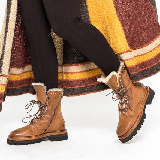 Rings of Comfort Level Leather Booties (Cognac)