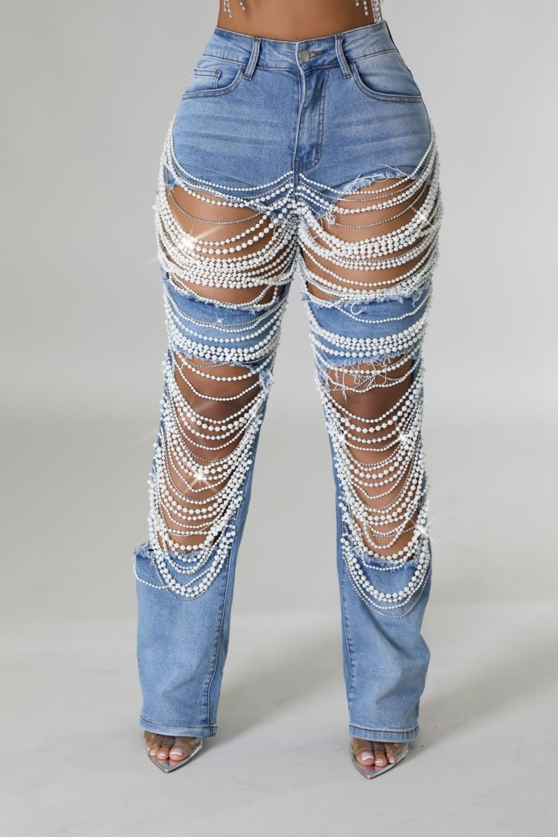 It’s A  perfect Affair Pearl Ripped Jeans