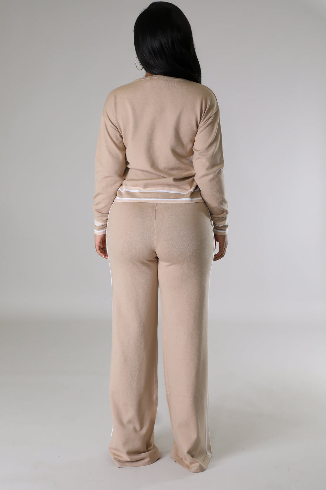 Juliet Side Stripe 2Pc Pants Set - Beige