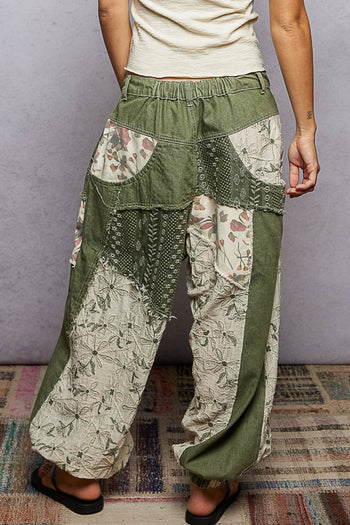 Floral Twill Patch Joggers
