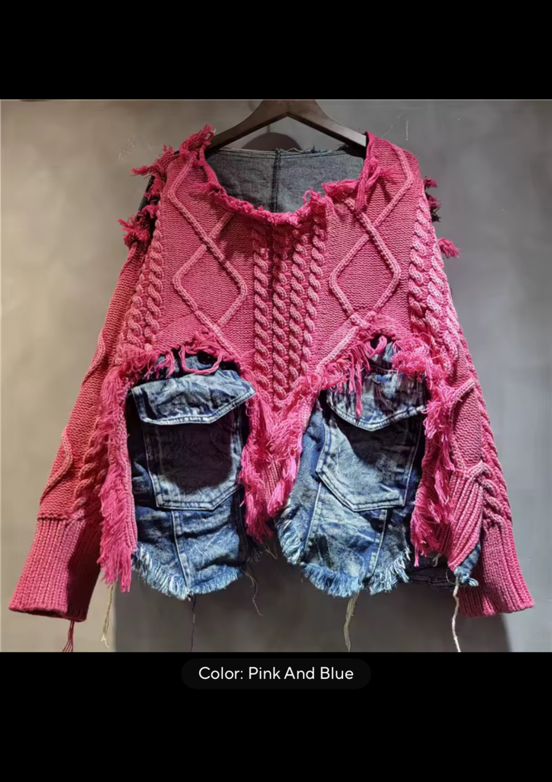 I'm Over it Denim Sweater Top (Pink)