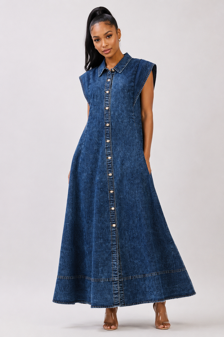 Denim Daydream Maxi Dress (Dk Denim)
