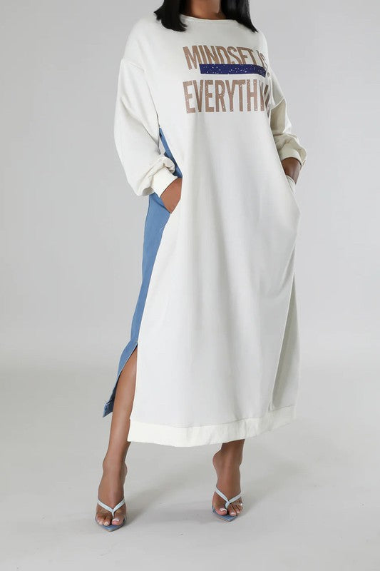 Mindset is Over Everything Denim Mix Dress