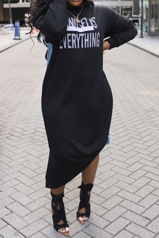 Mindset is Over Everything Denim Mix Dress