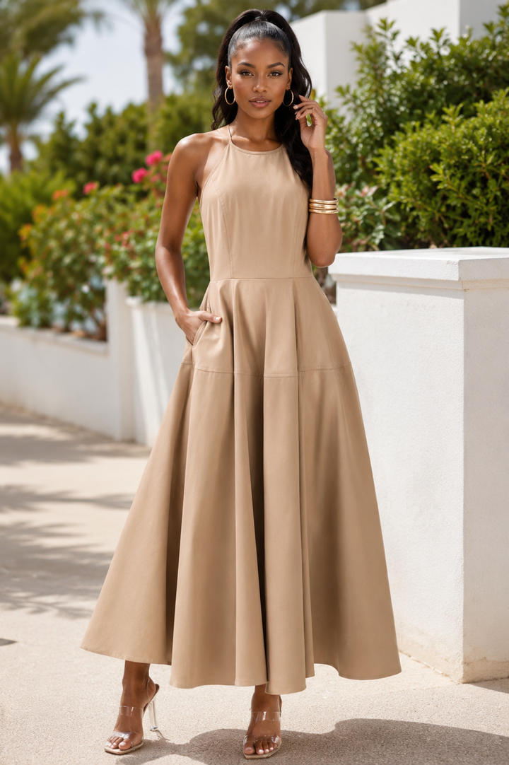 Grace in Motion Sleeveless Halter Dress