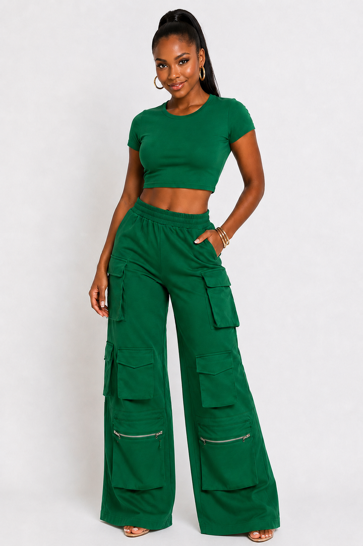 Comfy Big Pockets Cargo pants (Emerald)