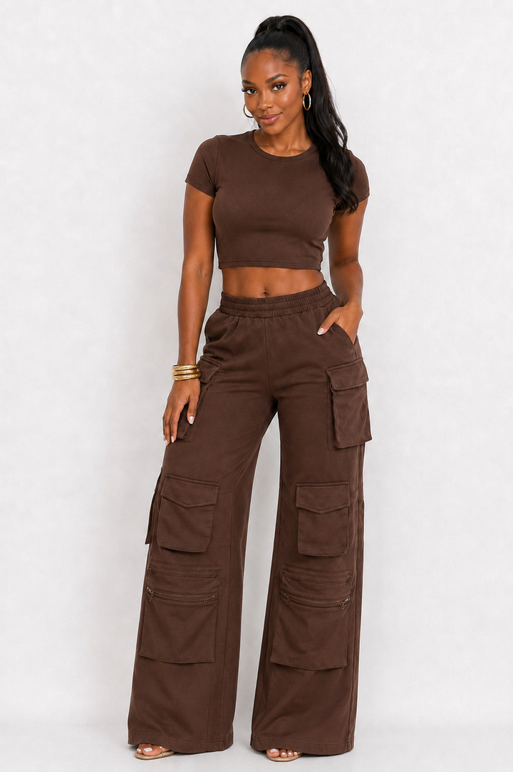 Comfy Big Pockets Cargo pants (Brown)
