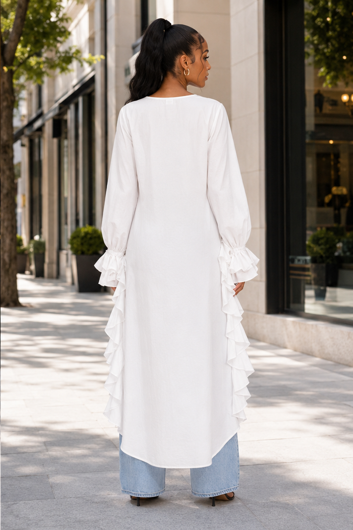 Leave Them Looking Ruffle Hi-low Top
