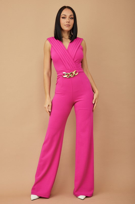 Cross it Over Gold Jewel Jumpsuit