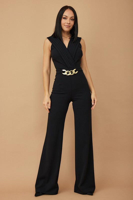 Cross it Over Gold Jewel Jumpsuit