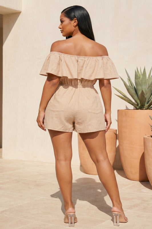 Off Shoulder Ruffled Romper