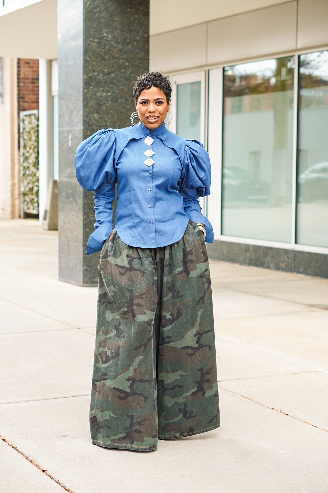 All Wide Leg Elastic Camo Jean