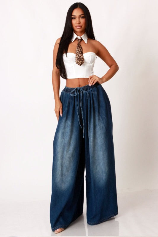 All Wide Elastic Waist Jean (Dark Denim)